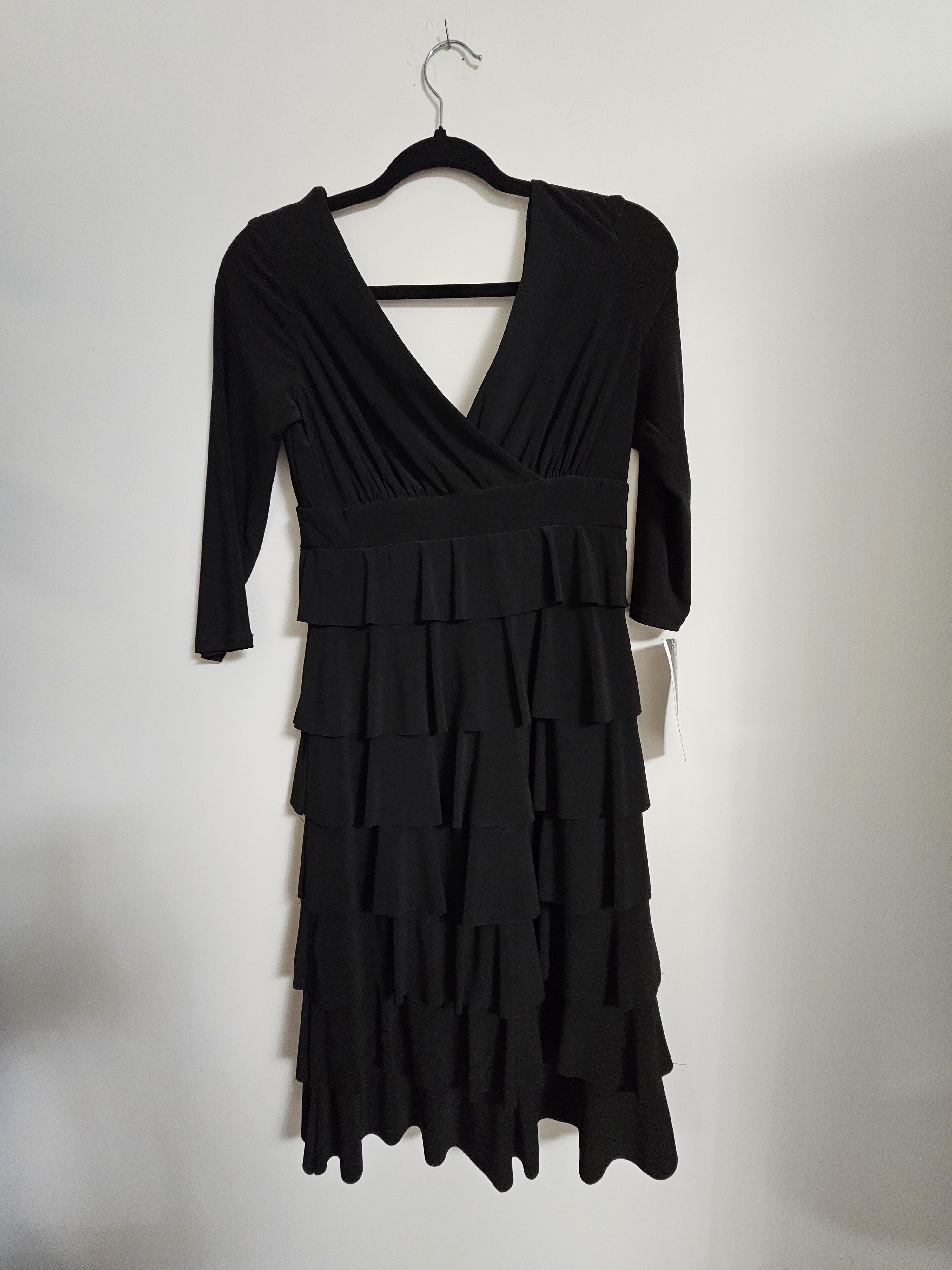 Frank Lyman Design Black Long-Sleeve Tiered Ruffle Dress